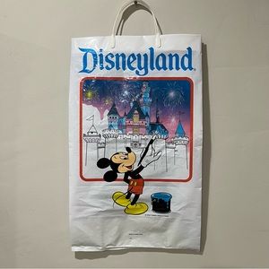 Vintage 1994 Disneyland PLASTIC SHOPPING BAG Mickey Mouse Painting Castle.